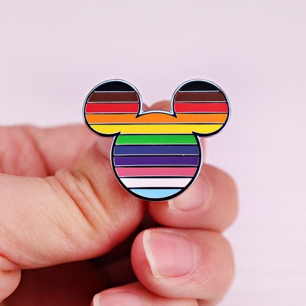 

rainbow pride cartoon mouse brooch metal badge badge lgbt pin, Blue