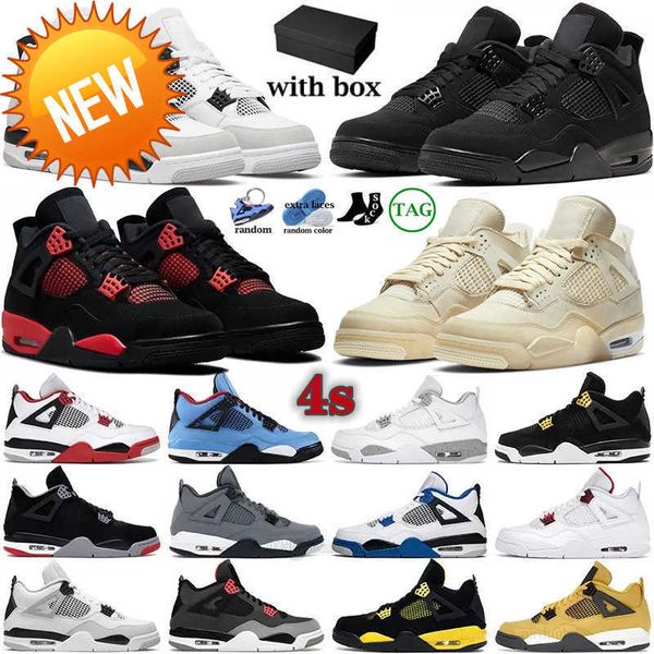 

outdoors 2022 men women basketball shoes 4 4s military black cat red thunder sail university blue white oreo fire pure money