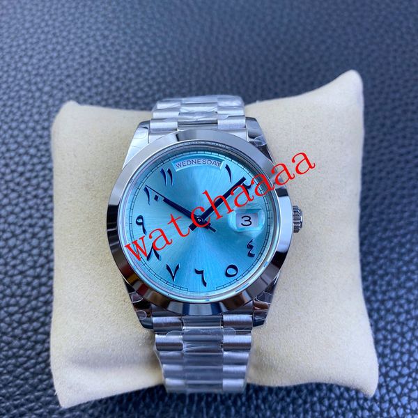 

new version men's watch 40mm 228206 arabic numeral ice blue dial 2813 automatic mechanical stainless steel bracelet men's fashion, Slivery;brown