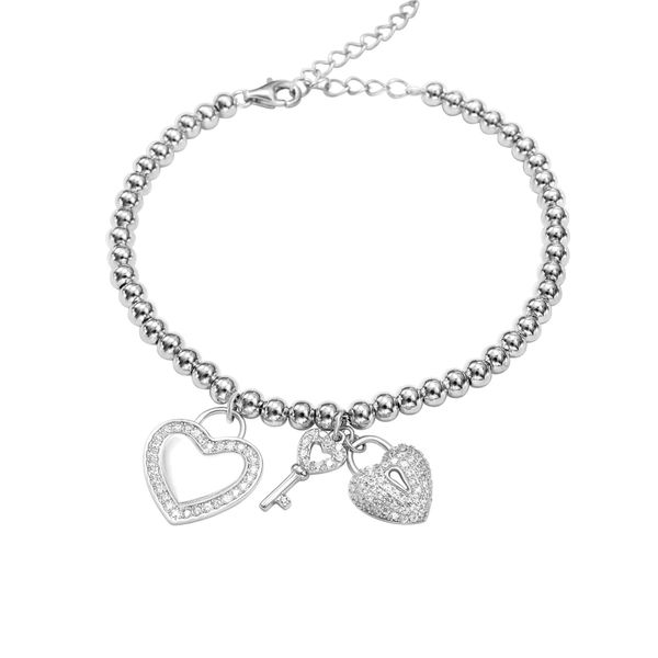 

couple lover chains friendship fine fashion 925 sterling silver jewelry beaded accessories men tennis charm bangles bracelets women, Black