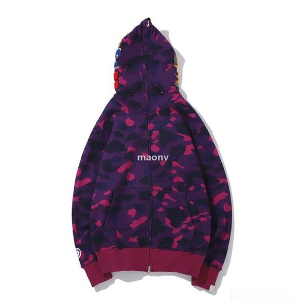 

lover camo shark print cotton sweater hoodies men 039s casual purple red camo cardigan hooded jacket m8438379, Black