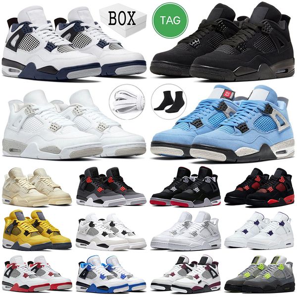 

basketball shoes jumpman 4 og 4s with box midnight navy military black cat sail red thunder cactus jack bred university blue cool grey desig