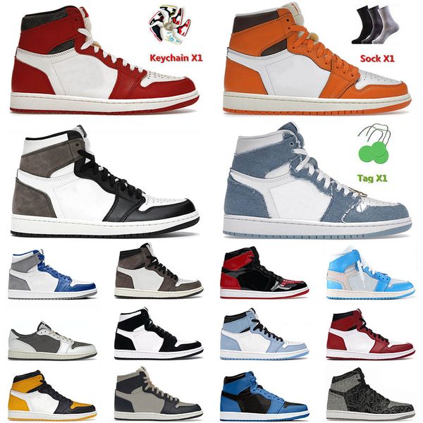 

og jumpman men basketball shoes 1 1s starfish 2023 dark mocha denim bred patent chicago starfish true blue pine green mens women sneakers si