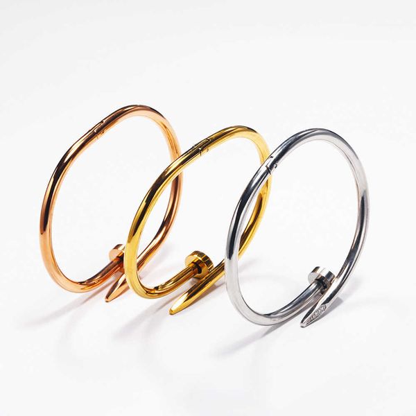 

designer zhifeng personalized creative nail open titanium steel bracelet c home men's and women's, Black