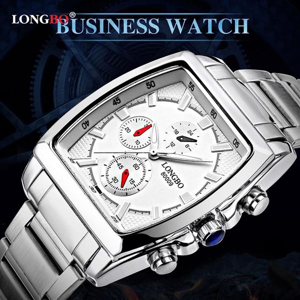 

2020 luxury longbo military men stainless steel band sports quartz watch dial clock for men male leisure watch relogio masculino 8197j, Slivery;brown
