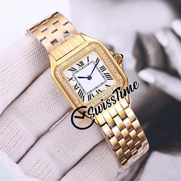 

new 22mm panthere wjpn0016 swiss quartz womens watch white dial diamond bezel 18k yellow gold bracelet fashion stca ladies watches307e, Slivery;brown