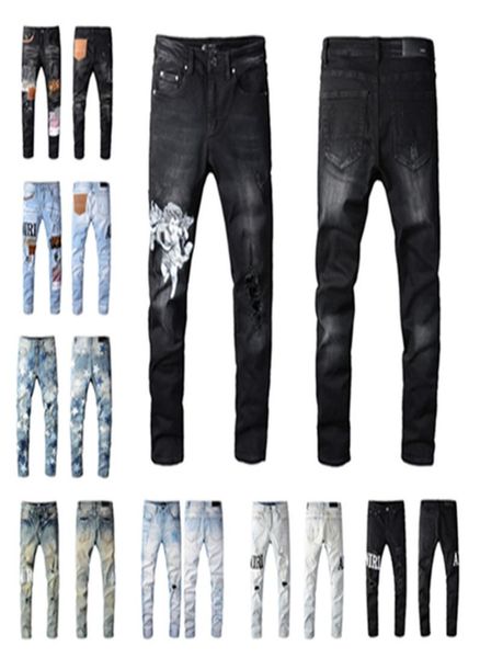 

mens jeans luxury designer denim pant distressed ripped biker black blue jean size 28405846914