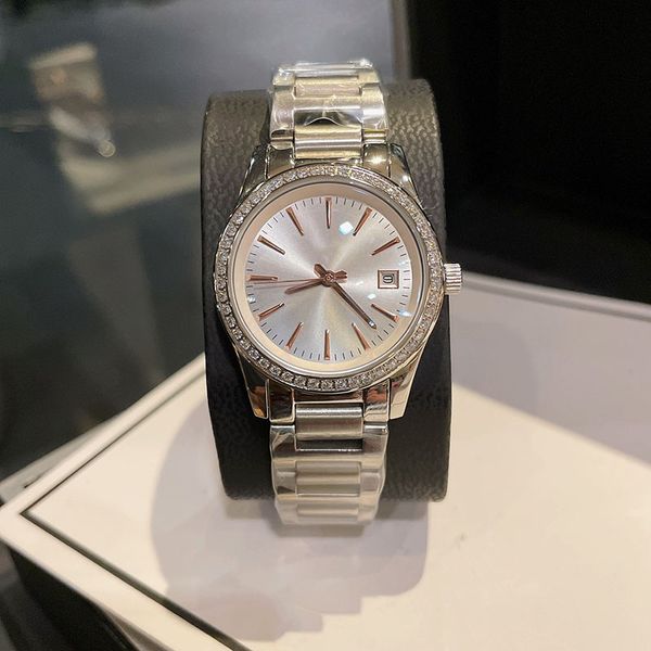 

watches women diamonds watch quartz movement fashion wristwatches woman designer wristwatch montre de luxe stainless steel strap, Slivery;golden