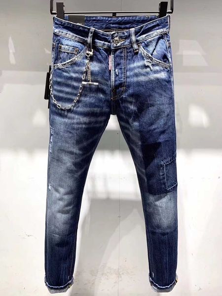 

men's jeans d2 leggings square fit denim ripped fashion designer elastic pants icon splice trousers jeans distressed slim oi8m, Blue