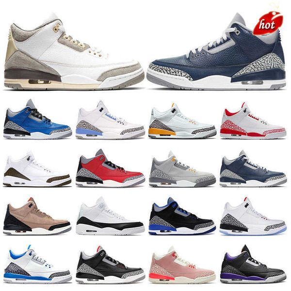 

men 3 basketball shoes 3s racer blue unc midnight navy medium grey violet fire red black white cement chlorophyll mens trainers sports