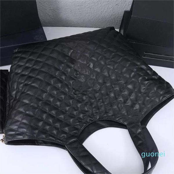 

designer-fashion shopping bags luxury bag genuine leather check women handbag designer shoulder tote large beach bags 255e