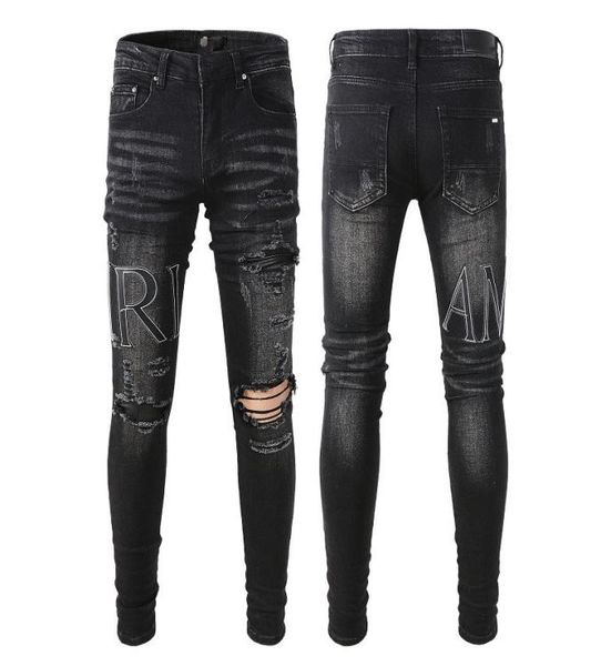 

fashion brand men jeans trousers retro blue cotton straight elastic slim ripped stretch casual pants new style jean denim pants4527351