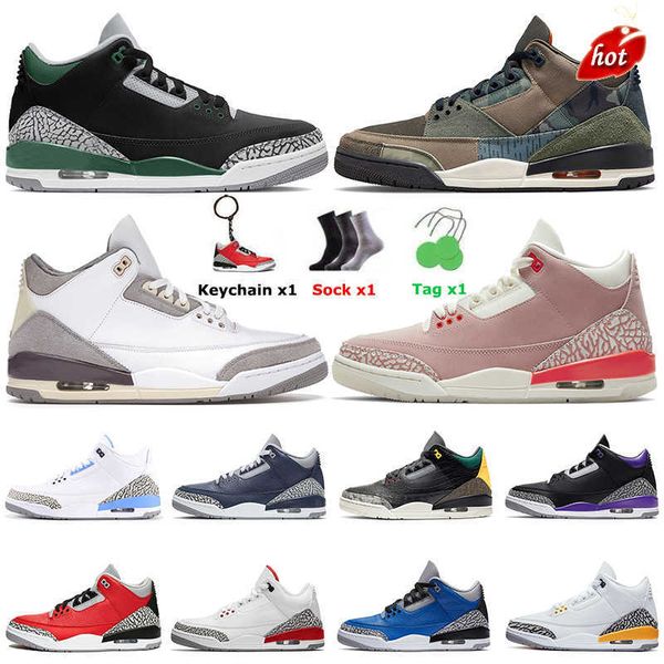 

patchwork jumpmans 3 men women basketball shoes 3s pine green black cement racer blue fire red court purple cool grey unc laser orange