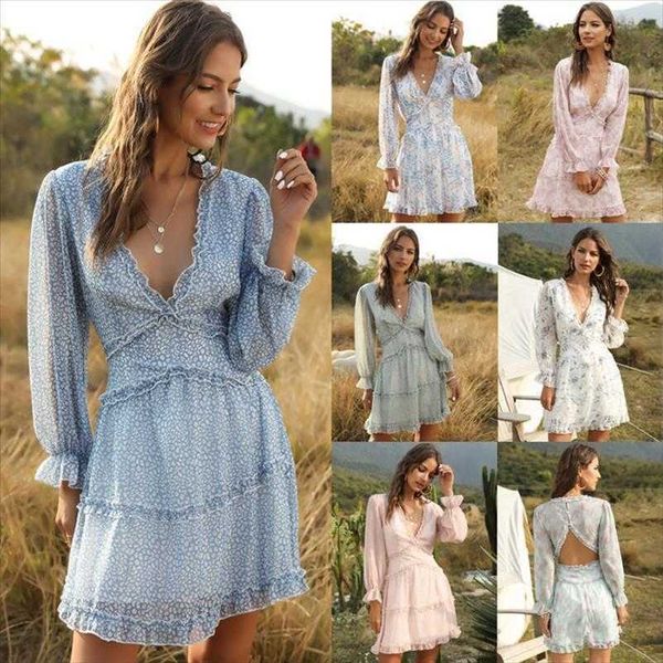 

womens fashion short floral chiffon dress long sleeve floor length, Black;gray