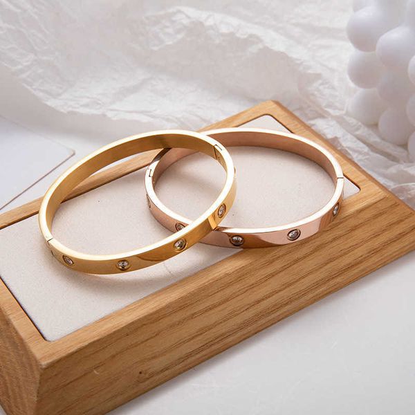 

original products fashion and popular zircon bracelet stainless steel diamond inlaid lovers titanium card womenmipi, Black