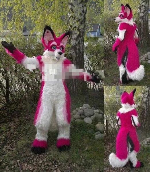 

2022 new halloween fursuit long fur red husky mascot costume suit wolf fox dog costume party game dress girls costume, Red;yellow