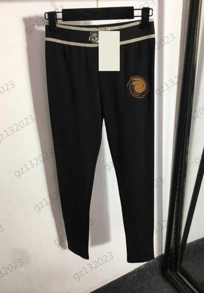 

women pants brand classic logo embroidery webbing high waist slimming leggings elastic breathable fabric tight pants luxury designer casual, Black;white