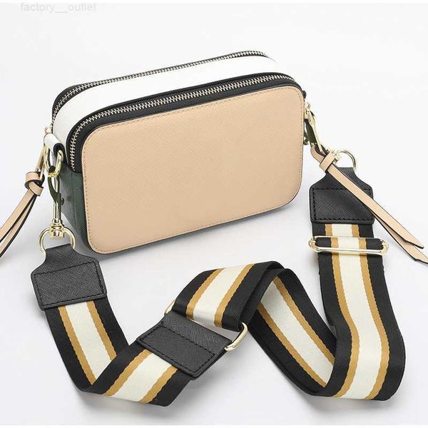 

designers messenger bag for women crossbody camera bag leather double zip color matching casual wide strap shoulder bags top