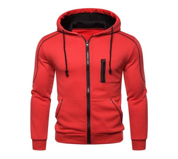 

casual men hoodies zipper jacket long sleeve sweatshirt male sportwear solid color red black moletom hoodie mens clothes 2011266445398