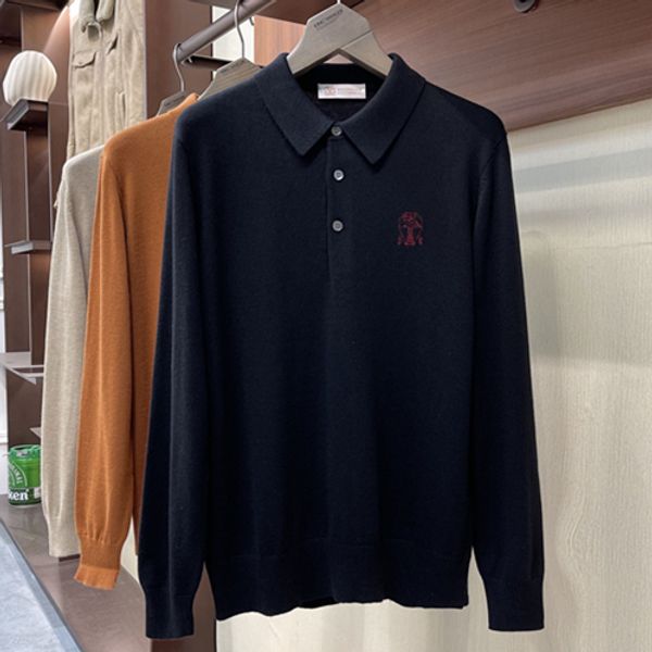 

men's polos 2023 mens polo shirt brunello autumn winter leisure long turtleneck cucinelli, White;black