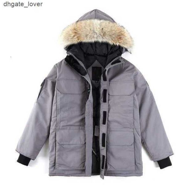 

canadian goose jacket men's down parkas canadian goode parka jacket mens coat vest winter windbreaker black thick warm hooded wolf fur6, Black;brown