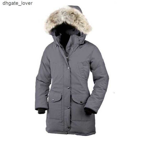 

bomber jacket womens canada trillium real wolf designer big fur trim cg hooded female down goode four pockets warm coat parkas wt08, Black