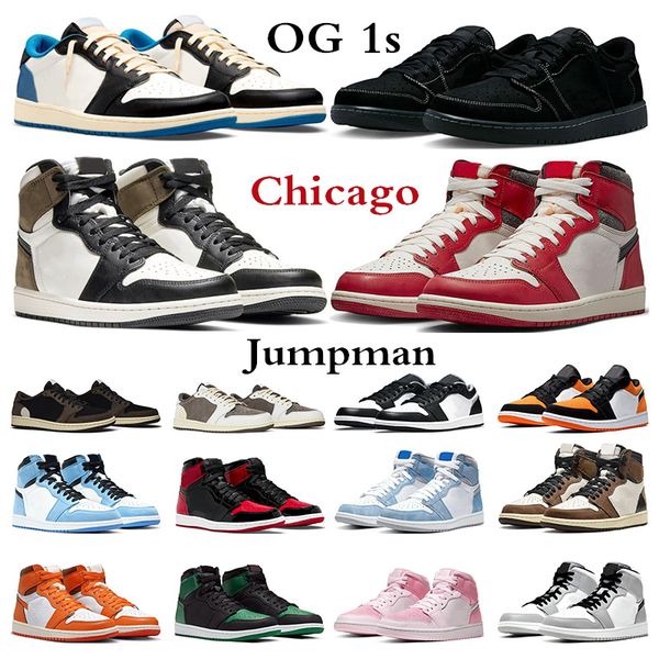 

mens basketball shoes 1 retro chicago lost and found jumpman 1s travis scotts retros university blue dark mocha black phantom olive womens