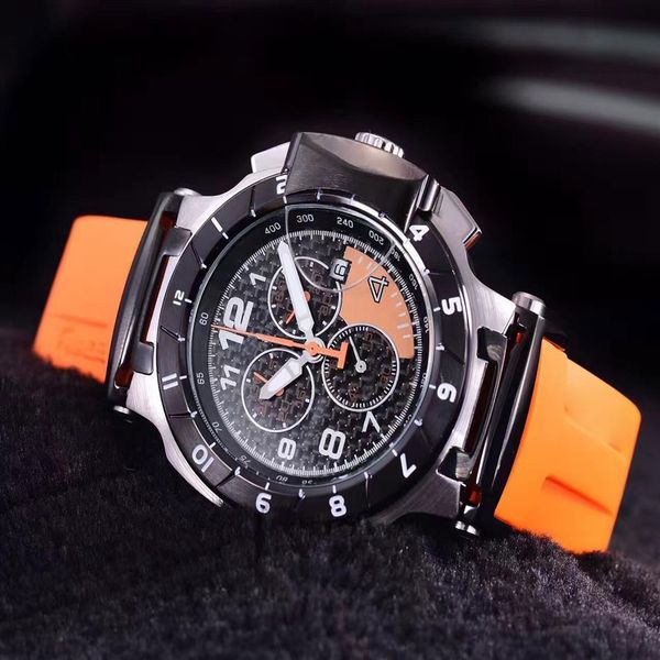 

whole t048 round t-race orange limited edition star 1853 chronograph quartz japan rubber strap men watch wristwatches mens wat228f, Slivery;brown