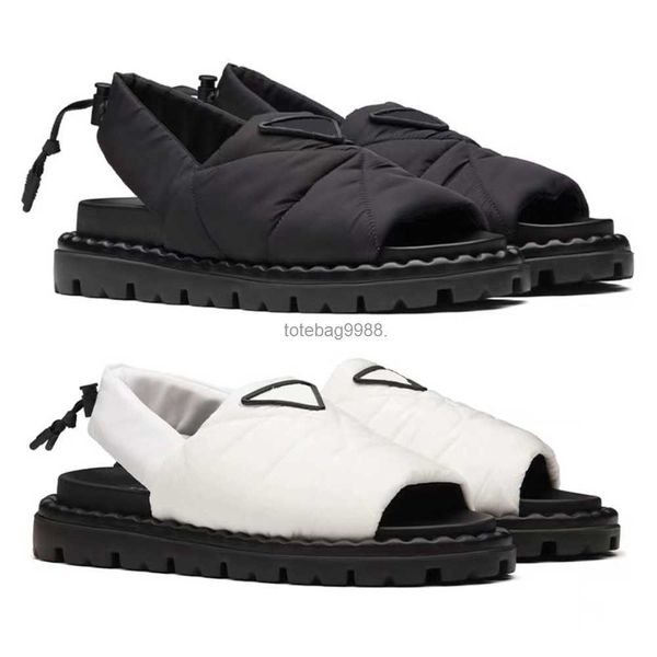 

2022 new padded nylon sandals padded and quilted upper 20 mm expanded rubber sole lug tread women blow shoes size 35-41 factory, Black