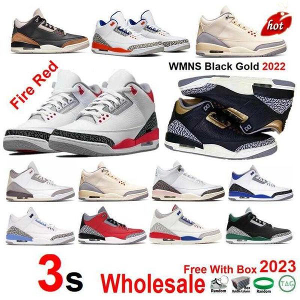 

3 3s fire red black gold basketball shoes men women dark lris muslin desert elephant court purple racer blue georgetown with box true blue