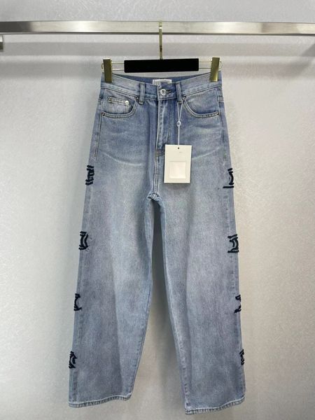 

milan runway jeans 2023 new spring summer fashion designer straight pants brand same style luxury women's jeans 1222-15, Blue