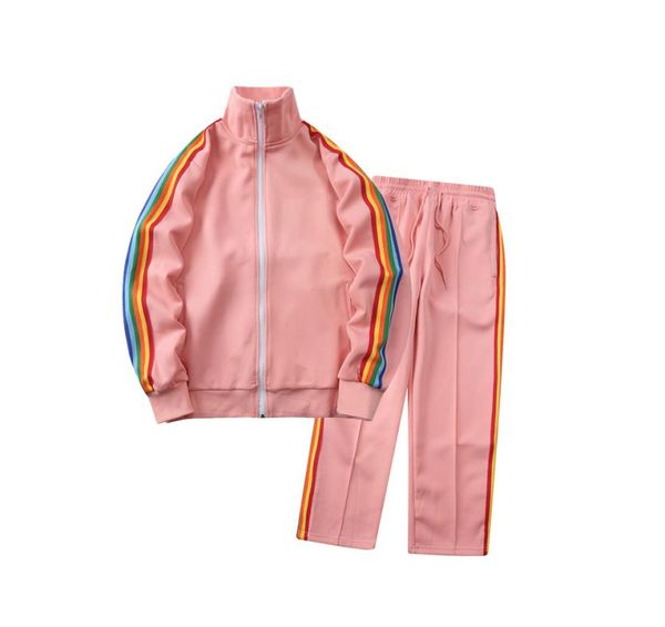 

spring and autumn women039s pink tracksuits rainbow stripe casual sports suit8645892, Gray