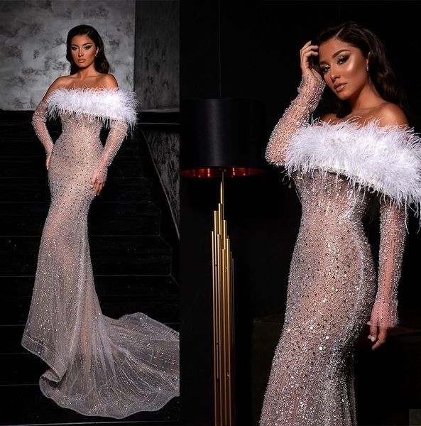 

feathers exquisite mermaid prom dresses illusion strapless party dresses sequins lace custom made evening dress, Black;red