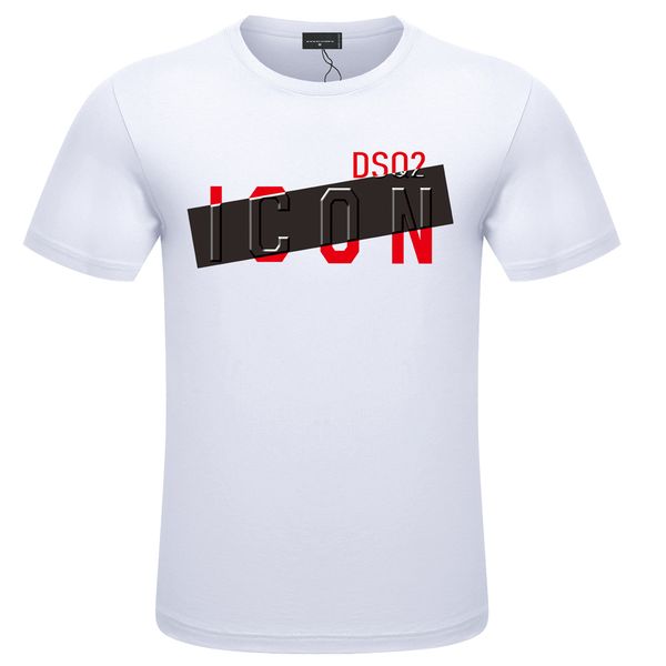 

dsq2 cotton twill fabric men's t-shirt summer new print casual short sleeve round neck t-shirt four season undercoat, White;black