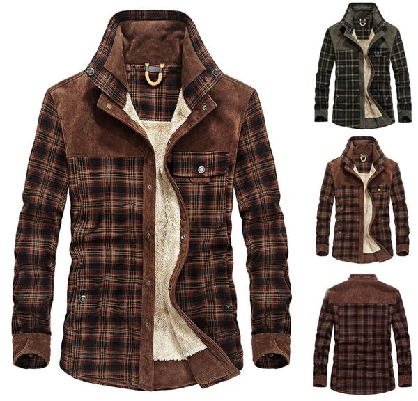 

men039s jackets men jacket and coat trendy warm fleece denim plaid print 2021 winter fashion mens jean outwear male lattice1371598, Black;brown
