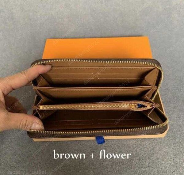 

2023 fashion women clutch wallet pu leather wallet single zipper wallets lady ladies long classical purse with orange box card 60017, Red;black