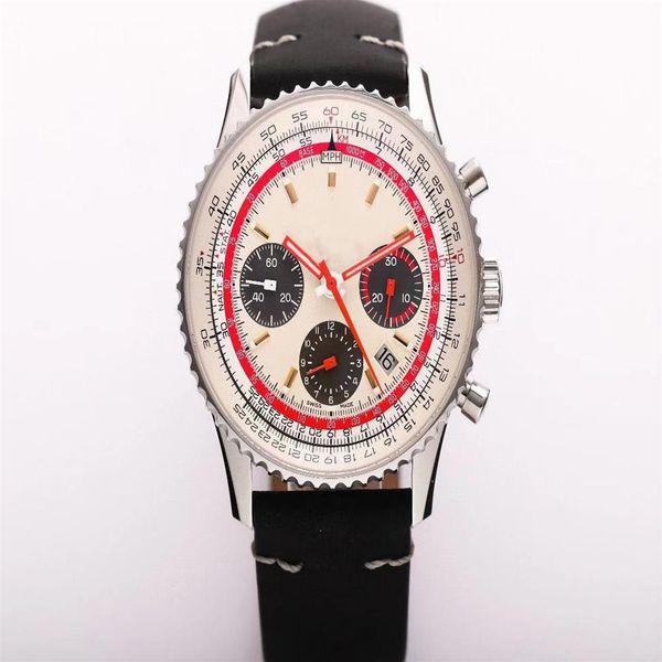 

v9 produces b01 watch aviation swissair twa blue face - pan am 43mmx15mm 7750 movement mad horse leather watchband332u, Slivery;brown