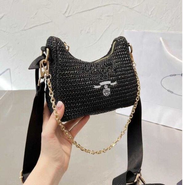 

summer edition 2005 hobos designer shoulder crossbody bags ladies chain bag composite handbag straw material purse