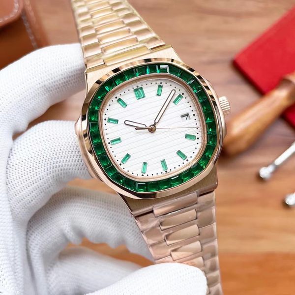 

new mens watch white the king watches 5711 steel watches of nautilus is equipped with a fully automatic mechanical refined calf rubber belt, Slivery;brown