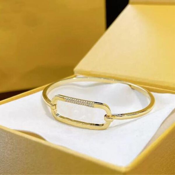 

designer bangle fashion luxury letter studded diamonds bracelet adjustable bracelets women party jewelry, Black