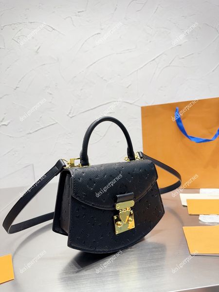 

tz s23 half sector design fashion tote bags black classic presbyopia embossing small crossbody bag women leather flap open hasp shoulder bag