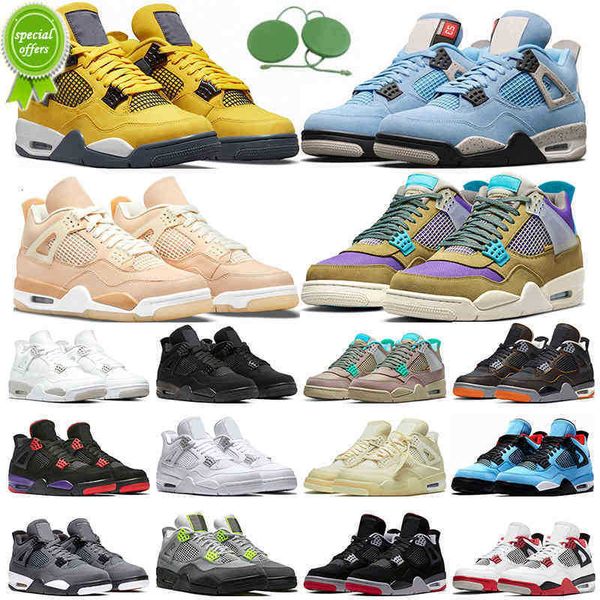 

og with box jardons 2021 basketball shoes 4 4s trainers sports sneakers lightning taupe haze university blue shimmer white