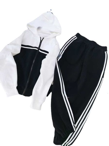 

women's two piece pants autumn and winter new fashionable simple letter contrast hoodie, White