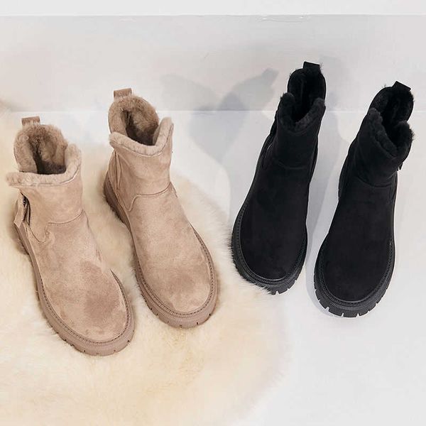 

boots snow boots women's winter new mid tube plush thickened warm cotton women shoes fur 221222, Black