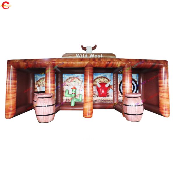 

outdoor activities 7m long giant 4 in 1 inflatable soccer dart board ball tossing carnival game combo