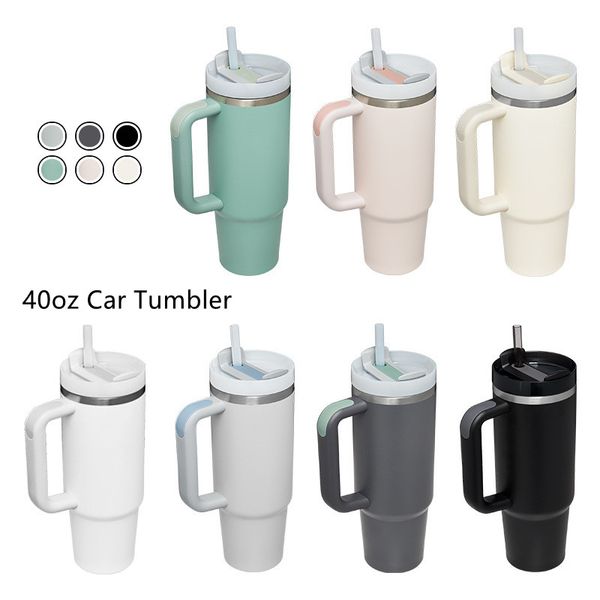 

40oz portable car tumbler vacuum water cups with handle and lid double wall stainless steel insulated cup travel beer coffee mug b20
