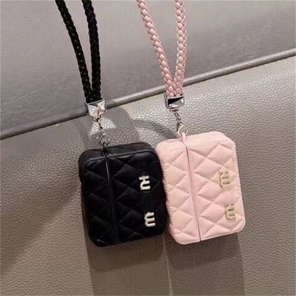 

luxurys airpods cases headphone wireless cases with letter lambskin leather soft bluetooth headphone case for airpods 1 2 3 pro