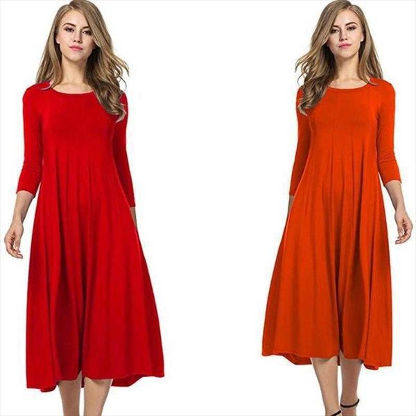 

fashion summer casual urban dresses womens round neck swing dress, Black;gray