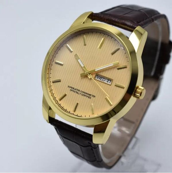 

43mm rose gold men designer watch auto date fashion quartz leather belt analog mens watches wholesale men wristwatch gifts montre homme, Slivery;brown