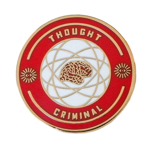 

thought criminal george orwell literature brooch enamel pin brooches metal badges lapel pins denim jacket jewelry accessories, Blue